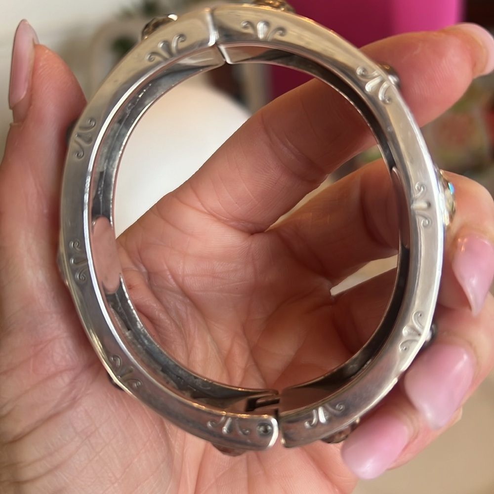 Vintage Brighton silver & Crystal cuff bangle bracelet - Picture 5 of 8